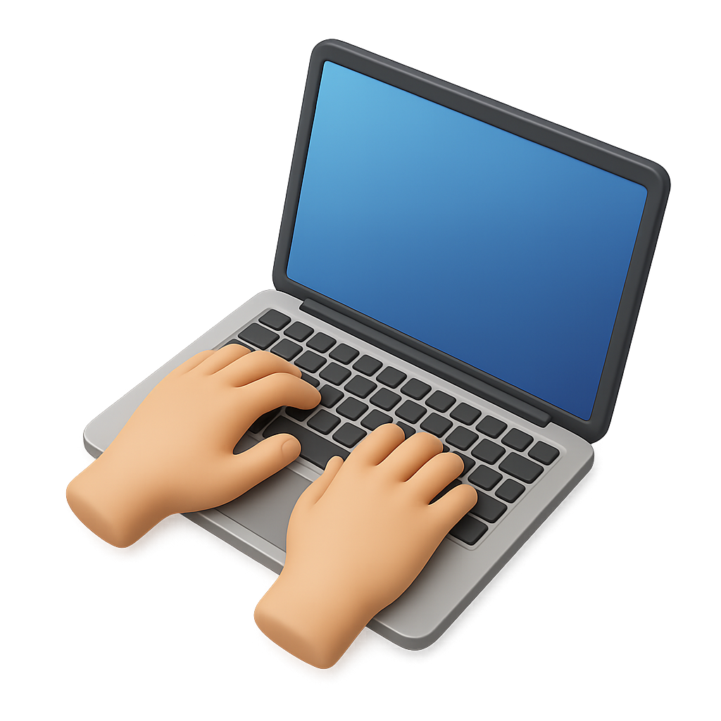 Hands using a laptop computer